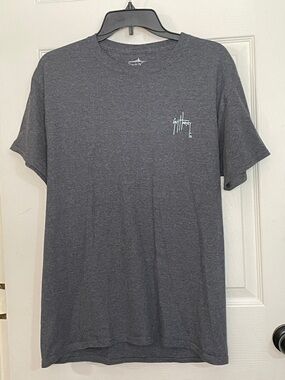 Guy Harvey Dark Gray Short-Sleeve Tee with Small Chest Script Logo. Size M